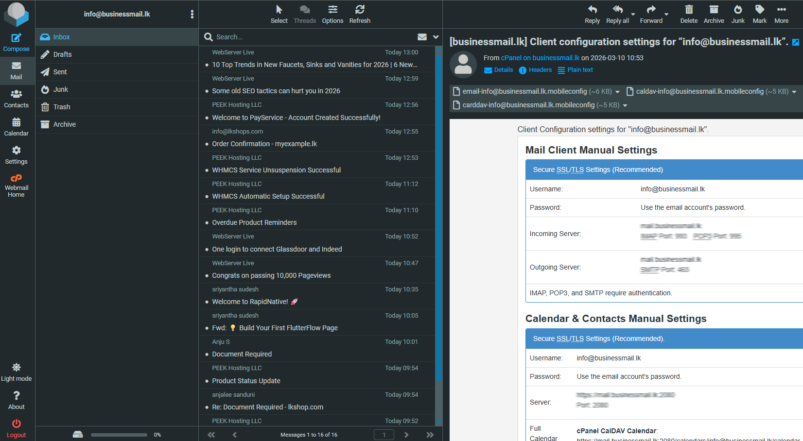 Desktop Webmail UI